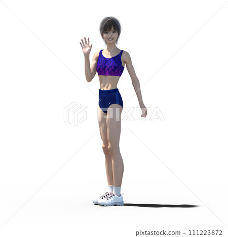 Female athlete in running wear posing perming3dcg illustration material 111223872