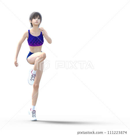 Female athlete in running wear posing perming3dcg illustration material Female athlete in running wear posing perming3dcg illustration material 111223874