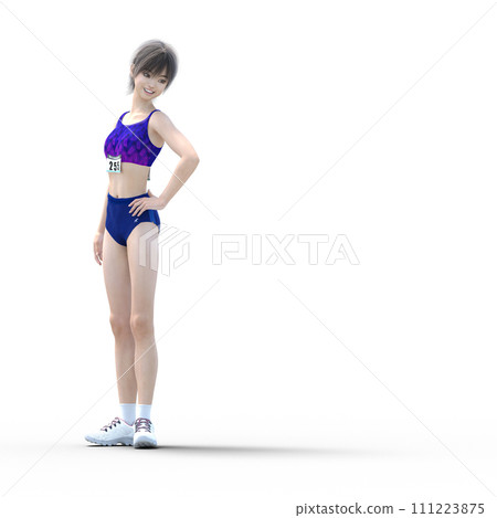 Female athlete in running wear posing perming3dcg illustration material Female athlete in running wear posing perming3dcg illustration material 111223875