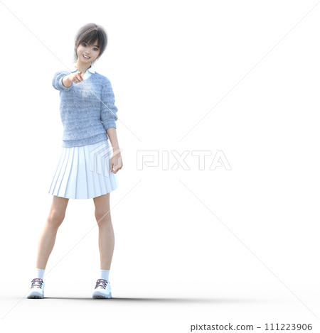 Young woman in casual fashion perming3dcg illustration material Young woman in casual fashion perming3dcg illustration material 111223906