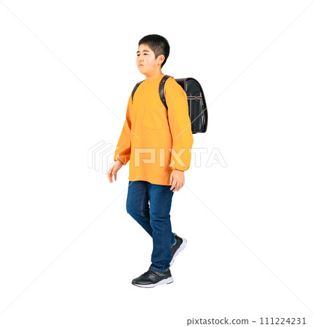 An elementary school boy walking with a school bag on his back - Full body photo PNG with transparent background precisely cut out by hand An elementary school boy walking with a school bag on his back - Full body photo PNG with transparent background precisely cut out by hand 111224231