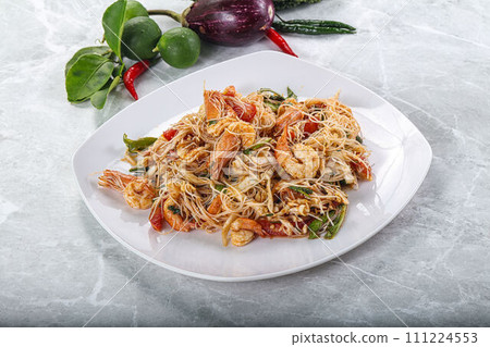 Thai Spicy Vermicelli Salad with Prawns 111224553