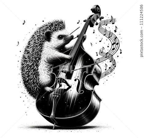 Hedgehog playing the double bass Hedgehog playing the double bass 111224586