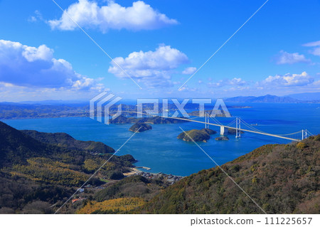 Shimanami Kaido seen from Kirosan Observatory Park, Imabari City, Ehime Prefecture 111225657