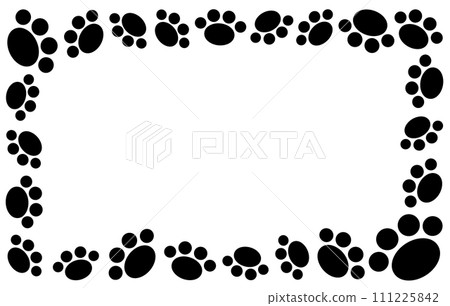 使用狗或貓的腳印作為框架的插圖。 111225842