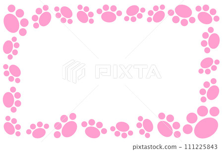 使用狗或貓的腳印作為框架的插圖。 111225843