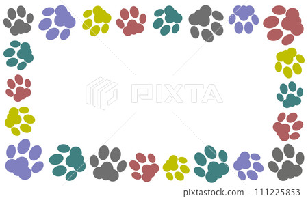 An illustration using the footprints of a dog or cat as a frame. 111225853