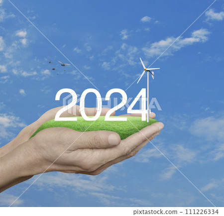 Happy new year 2024 ecological cover concept 111226334