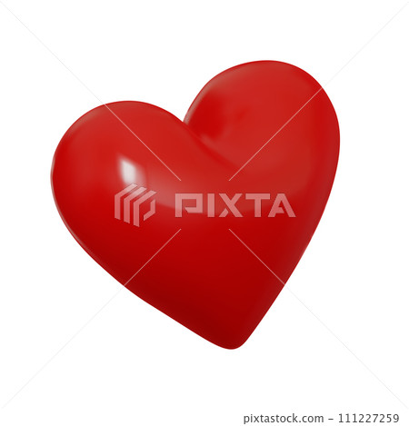 Realistic 3d Red heart, symbol love. Valentines day card. Render 3d isolated on white background. Vector illustration Realistic 3d Red heart, symbol love. Valentines day card. Render 3d isolated on white background. Vector illustration 111227259