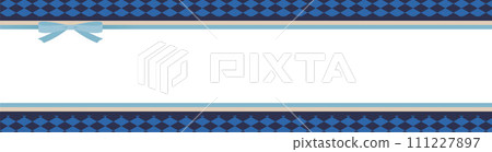 Illustration of a horizontal frame with a blue ribbon Illustration of a horizontal frame with a blue ribbon 111227897