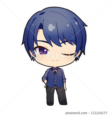 海軍藍頭髮男孩眨眨眼 2-無背景 111228177