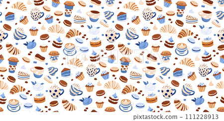 Coffee and Desserts Seamless Pattern Coffee and Desserts Seamless Pattern 111228913
