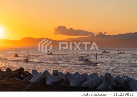 [Shizuoka Prefecture] New Year's Sea Parade to pray for a big catch at Tagonoura Port on the first sunrise of the year 111229031