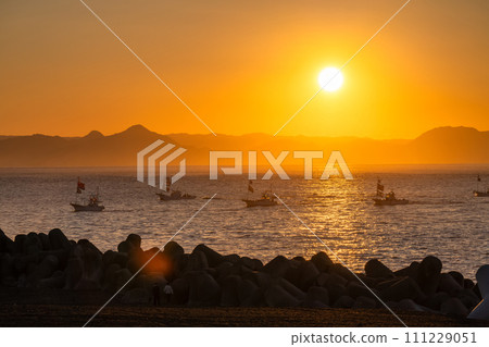 [Shizuoka Prefecture] New Year's Sea Parade to pray for a big catch at Tagonoura Port on the first sunrise of the year 111229051