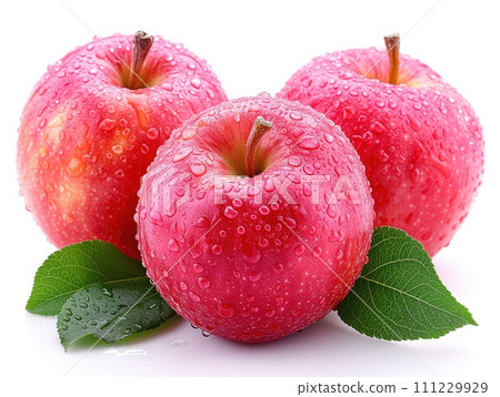red apples in water drops 111229929