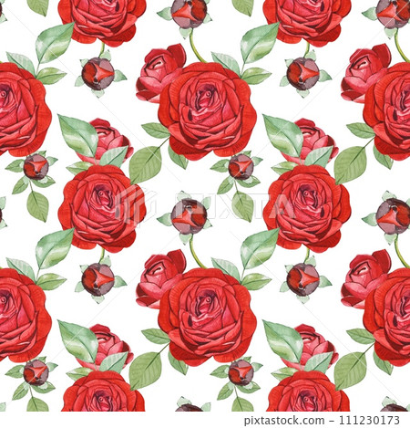 Seamless floral pattern with red roses on a white background Seamless floral pattern with red roses on a white background 111230173