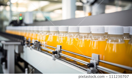 Production of new goods at the factory, modern technologies. orange juice Bottles Production of new goods at the factory, modern technologies. orange juice Bottles 111230707