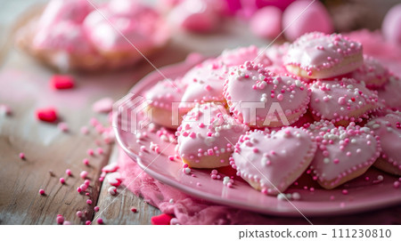 Valentine's setting, adorned with hearts 111230810
