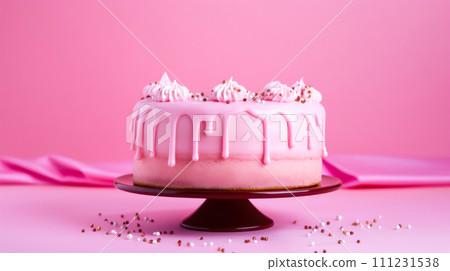 Sweet pink dessert against a matching backdrop Sweet pink dessert against a matching backdrop 111231538