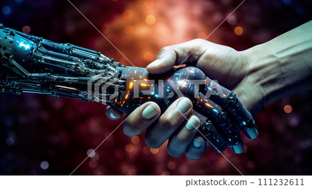 Close up of human hands holding future technology concept. 3d rendering . Generate Ai 111232611