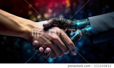Close up of human hands holding future technology concept. 3d rendering . Generate Ai 111232612