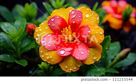 colorful primroses in the garden, selective focus, nature background . Generate Ai 111233544