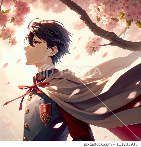 站在櫻花樹下的高中男孩 站在櫻花樹下的高中男孩 111233935
