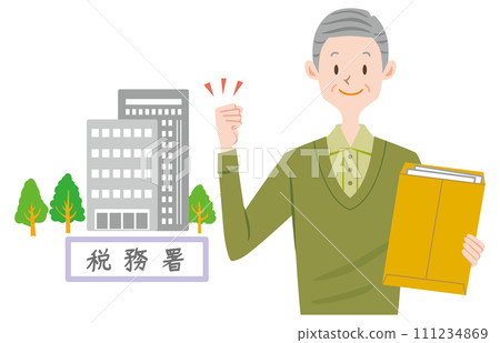 老人到稅務局申請最終報稅表並領取退休金 111234869