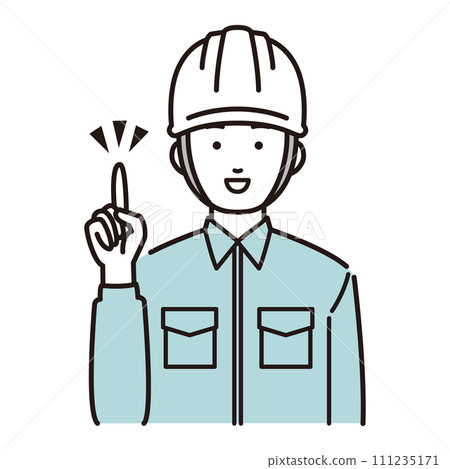 一名工人做指向姿勢的插圖 111235171
