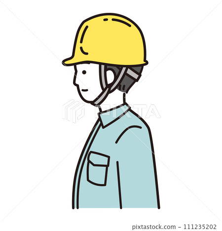 Illustration of a worker looking sideways 111235202