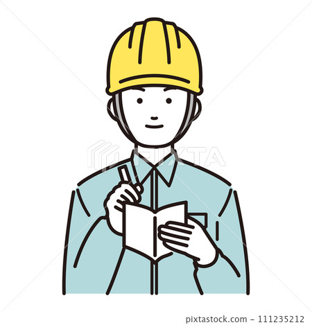 Illustration of a worker writing notes 111235212