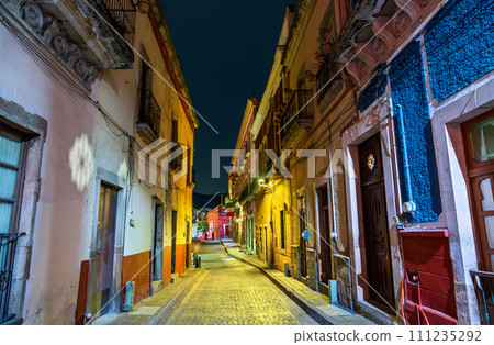 Street of Guanajuato at night, UNESCO world heritage in Mexico 111235292