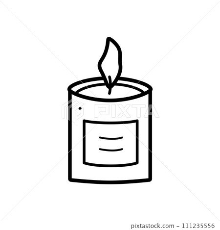 Icon of a burning candle. Vector illustration of a wax candle. Isolated on white. 111235556