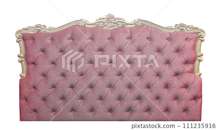 Pink velvet bed headboard isolated on white Pink velvet bed headboard isolated on white 111235916