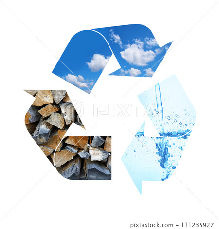 Illustration recycling symbol of nature elements Illustration recycling symbol of nature elements 111235927