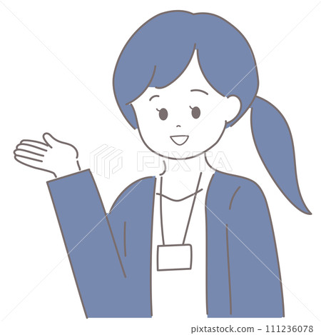 圖解:一名身穿夾克的女性手掌向上提供指導 圖解:一名身穿夾克的女性手掌向上提供指導 111236078