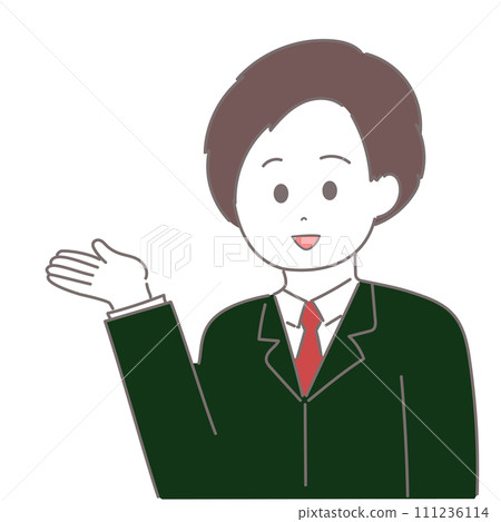 一個穿著西裝、手掌朝上的男人的插圖 111236114