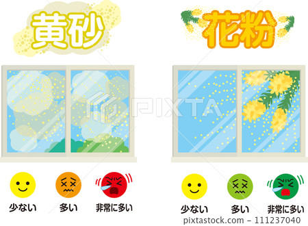 窗戶插畫_黃沙_雪松花粉_set 111237040