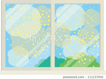 Window illustration_yellow sand_pollen Window illustration_yellow sand_pollen 111237042