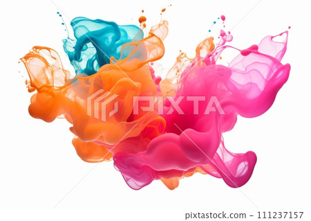 Splash of colorful drop in water isolated on a white background, cloud of colorful ink under water 111237157