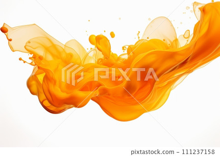 Splash of orange drop in water isolated on a white background, cloud of colorful ink under water 111237158