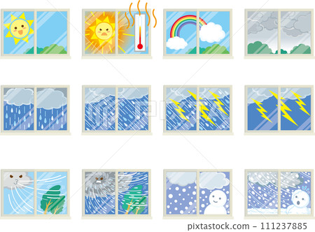 vector illustration, vector, illustration, window, window illustration, outside the window, scenery, landscape, outside, outside the window, scenery outside the window 111237885