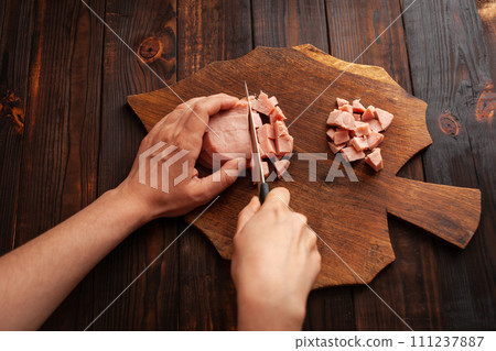 Instructions for making pizza. Home made, wooden Instructions for making pizza. Home made, wooden 111237887