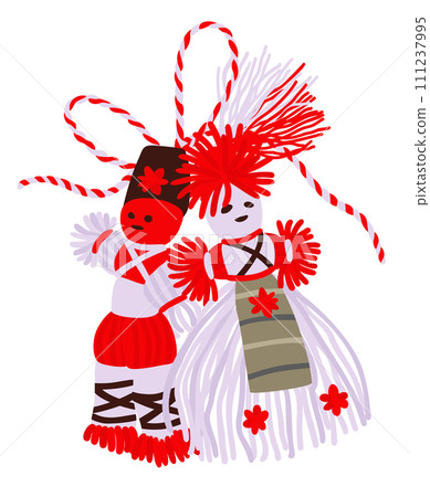 Martisor. Match 1. Martenitsa sign. Vector isolated illustration 111237995