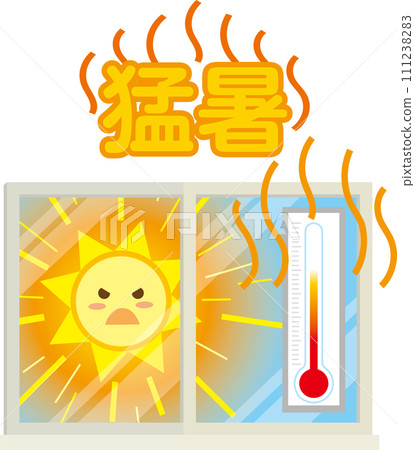 Window illustration_weather_scorching heat_text Window illustration_weather_scorching heat_text 111238283