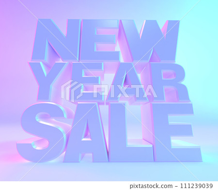 3D illustration white text sale, holographic style. 111239039