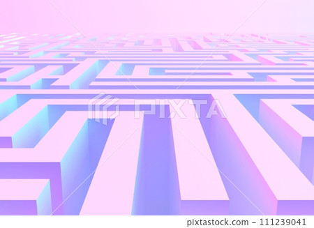 White maze, complex way to find exit, 3d illustration. 111239041