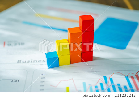 Colorful building blocks bar graph and materials 111239212