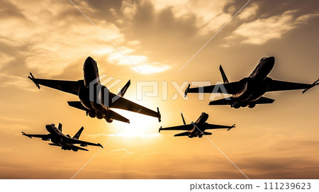 AI-generated content. modern generation combat air fighter jet in sky, advanced stealth military aircraft flying 111239623