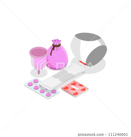 3D Isometric Flat Vector Illustration of Menstruation. Item 2 3D Isometric Flat Vector Illustration of Menstruation. Item 2 111240001